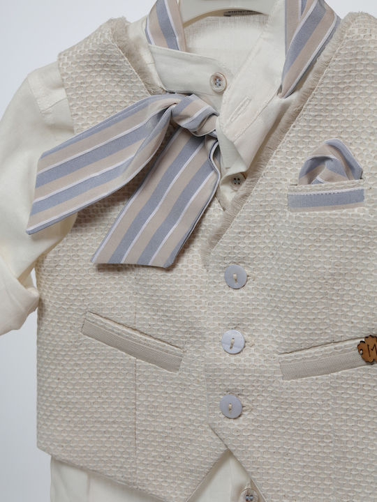 Baptism Suit for Boy Beige-Sky Blue A4751 Mi Chiamo Mc-25-a4751