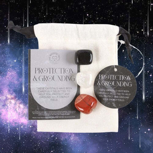 Set Κρυστάλλων Protection & Grounding Healing Crystal Πουγκί Αποθήκευσης