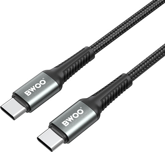BWOO Braided USB 3.0 Cable USB-C male - USB-C 60W PD Μαύρο 2m BO-X288C-C