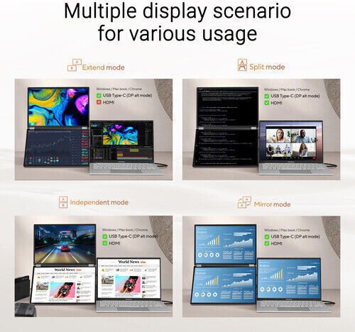 Asus ZenScreen Fold OLED MQ149CD OLED HDR Portable Monitor 14" FHD 1920x1200 Silver