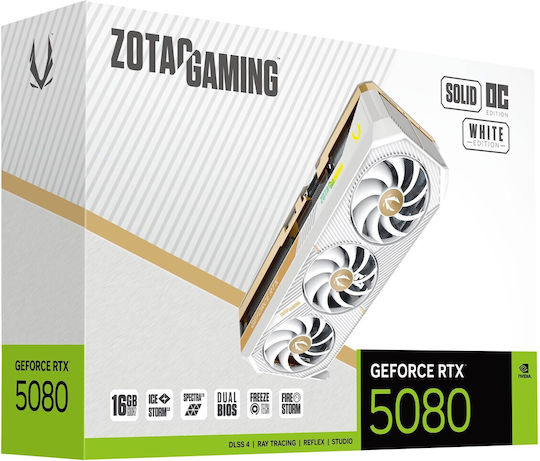 Zotac GeForce RTX 5080 16GB GDDR7 Solid OC White Κάρτα Γραφικών