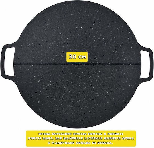Mâner Plită Rotundă Japoneză Siks Placă Grătar Antiaderentă Multistrat 30 Cm Diametru Negru