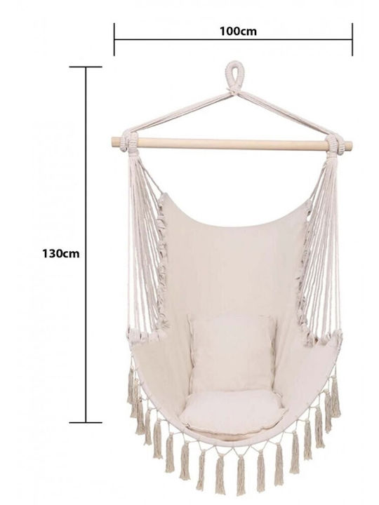 Fabric Swing Beige with 100kg Maximum Weight Capacity L100xW100xH130cm