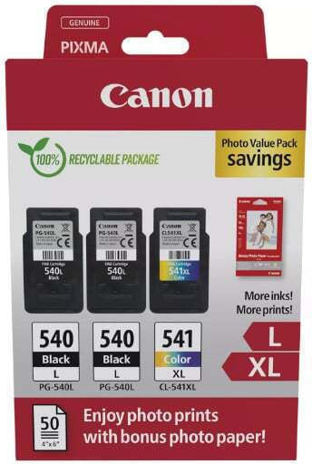 Canon PG-540Lx2/CL-541XL Γνήσιο Photo Value Pack με 3 Μελάνια Εκτυπωτή InkJet Μαύρο / Πολλαπλό (Color) (5224B015)