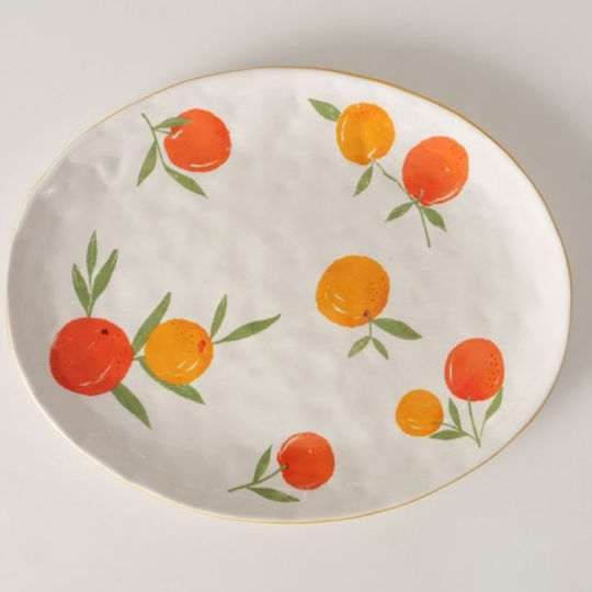 Boltze Servierplatte Oval Keramik Orange 39x32cm 1Stück