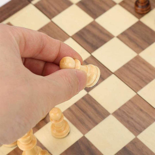 Joc 3 In 1 Siks Chess Checkers Wooden Box 40x20cm