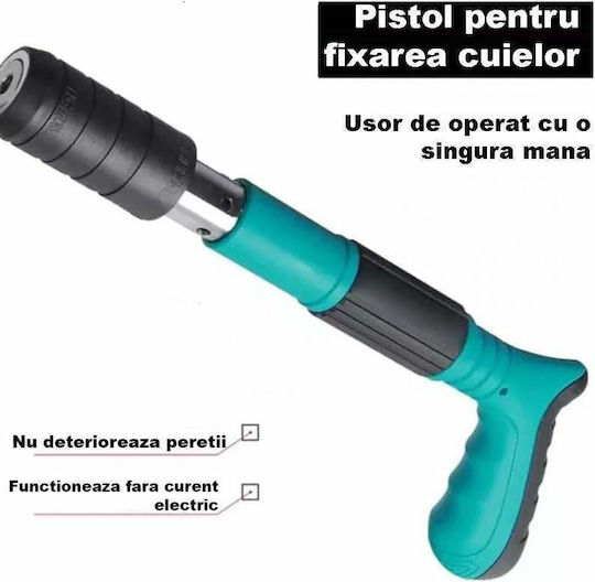 Kit pistol manual Siks pentru perete, nituri de fixare cu lungime de 30 cm, calibru 7,3 cm, accesorii pneumatice, ochelari de protecție, dopuri de urechi incluse, cutie de transport albastră