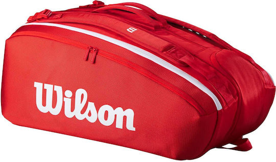 Wilson Super Tour Τσάντα Πλάτης Τένις 15 Ρακετών Κόκκινη