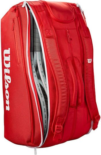 Wilson Super Tour Τσάντα Πλάτης Τένις 15 Ρακετών Κόκκινη