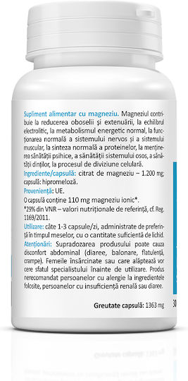 Zenyth Magnesium Citrate 1200mg 30 κάψουλες Original