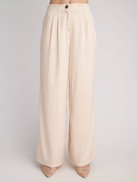 Abita Women's Fabric Trousers Beige