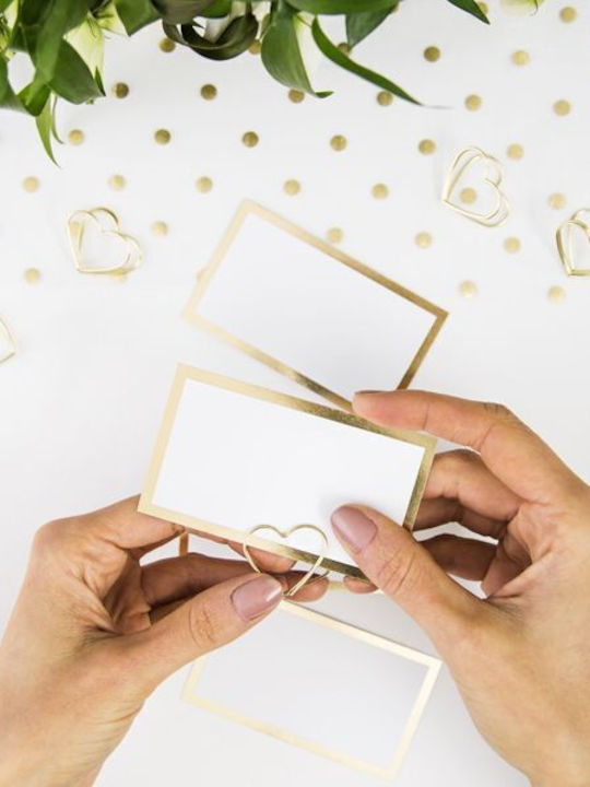 Heart Gold Place Card Holder 10 Pieces