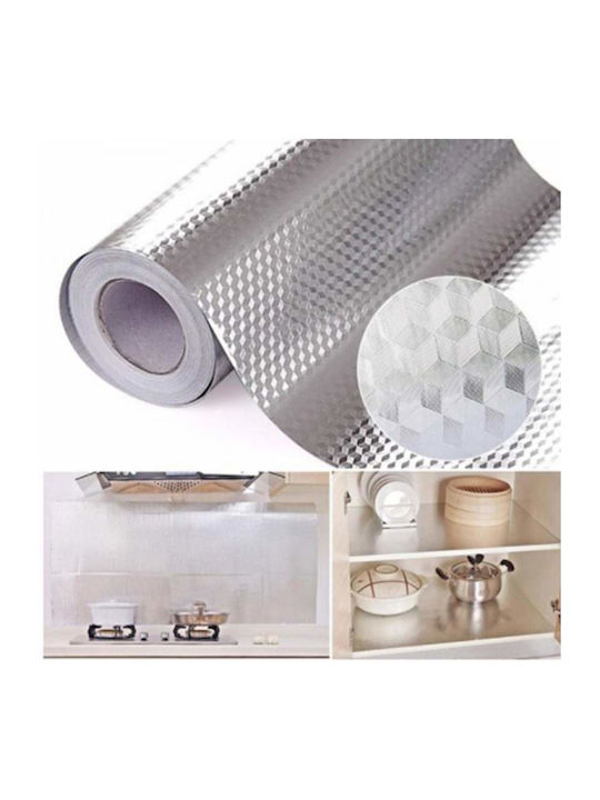 Rola de protecție autocolantă pentru blat de bucătărie Siks, impermeabilă, 61 x 300 cm, argintie