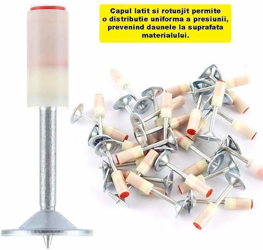 Set de cuie cu vârf ciupercă Siks, pistol autopropulsat, 100 bucăți, 7,2 mm, alb argintiu
