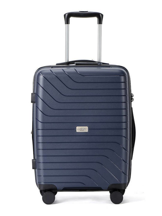 Lavor Large Hard Blue Travel Suitcase with 4 Wheels Height 75cm