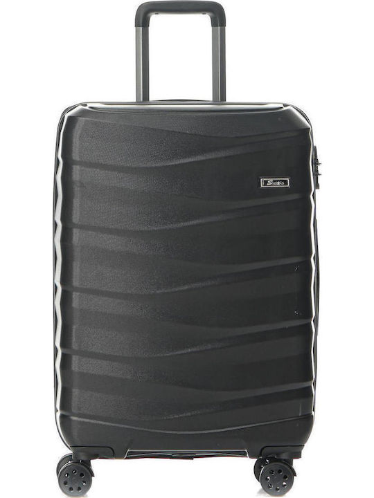 Stelxis Medium Hard Black Suitcase With 4 Wheels Height 67cm