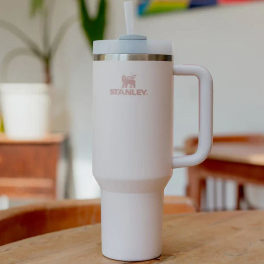Stanley Quencher H2.0 FlowState Handled Tumbler Thermos Stainless Steel BPA Free 1.18lt Rose Quartz with Straw and Handle