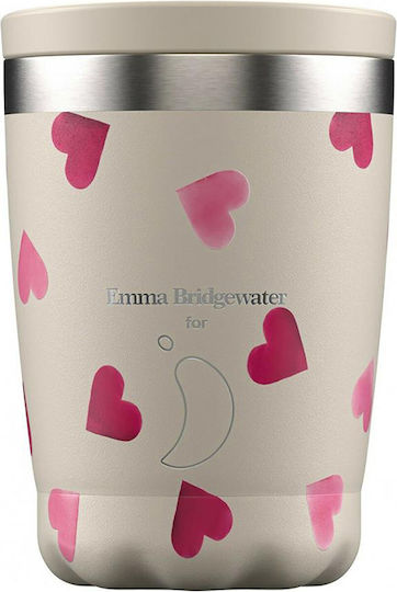 Chilly's Coffee Cup Emma Bridgewater Thermos Glass Stainless Steel / Plastic BPA Free 340ml E.b. Hearts with Straw