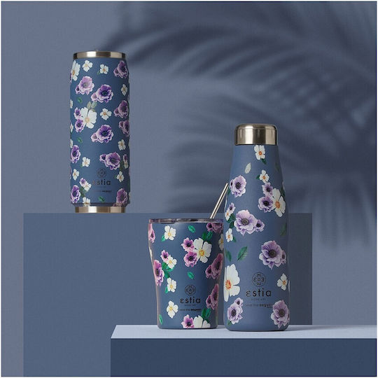 Estia Travel Mug Save The Aegean Glass Thermos Stainless Steel 500ml Garden Blue