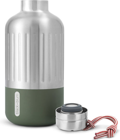 Black+Blum Olive Bam Explorer Μπουκάλι Θερμός Ανοξείδωτο BPA Free 650ml Ασημί με Θηλιά