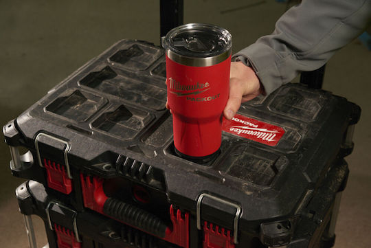 Milwaukee Packout Glass Thermos Stainless Steel 591ml Red with Mouthpiece