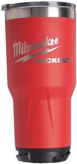 Milwaukee Packout Glass Thermos Stainless Steel 591ml Red with Mouthpiece