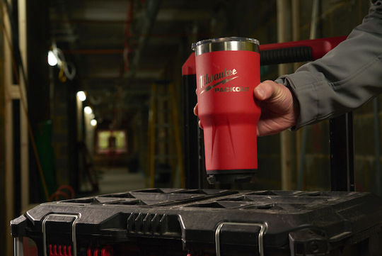 Milwaukee Packout Glass Thermos Stainless Steel 887ml Red with Mouthpiece