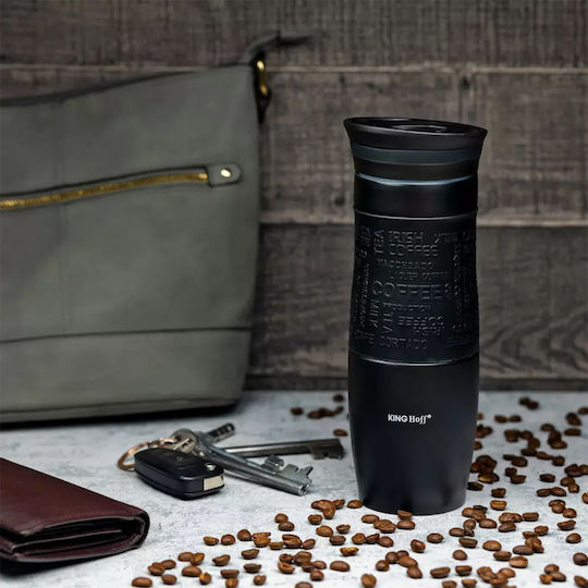 KING Hoff Ποτήρι Θερμός Ανοξείδωτο 500ml Μαύρο