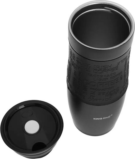 KING Hoff Ποτήρι Θερμός Ανοξείδωτο 500ml Μαύρο