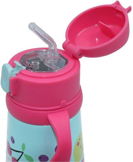 Must Team Kids Water Bottle Thermos Stainless Steel with Straw Light Blue 350ml