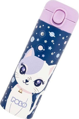 Polo Space Cat Kids Water Bottle Thermos Stainless Steel with Straw 500ml