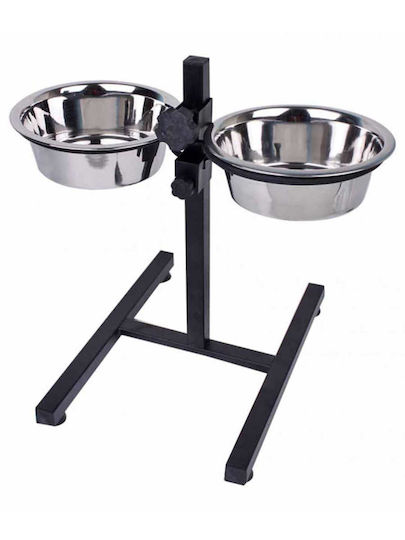 Camon Stainless Steel Bowl Food & Water for Dog & Cat with Base 2x 1.6lt 21cm in Silver Color