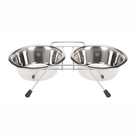 Madpet Stainless Steel Bowl Food & Water for Dog & Cat with Base 1.89lt 21cm in Silver Color 2pcs