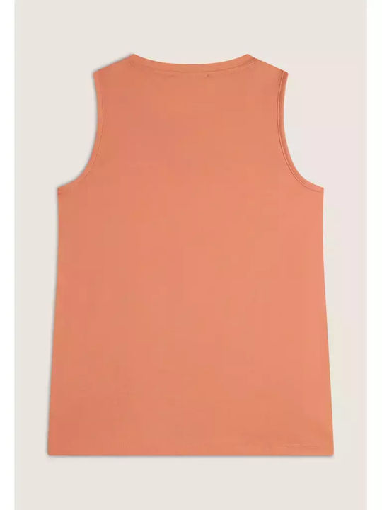 Damen Bluse Ärmellos Koralle