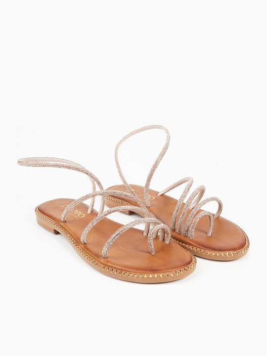 Sandale Casual Damă Din Piele Aurii