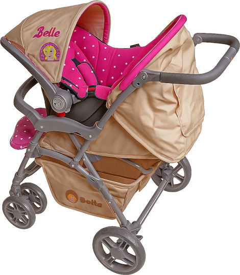 Beboulino Bello 2 in 1 Baby Stroller Suitable for Newborn Pink Bears Of Love 9.5kg