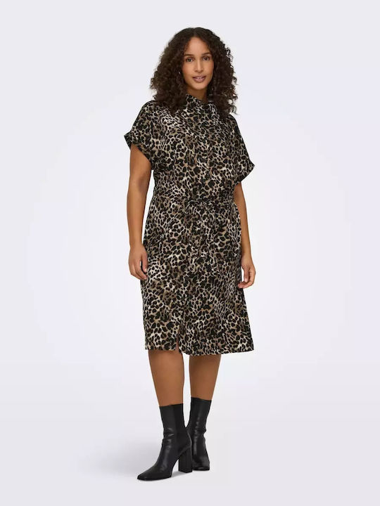 Rochii De Vară Pentru Femei Midi Rochie-Cămașă Leopard