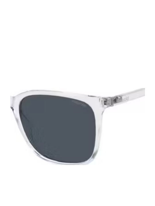 Polaroid Unisex Sunglasses with Transparent Plastic Frame and Gray Polarized Lens PLD6226/S 900/C3