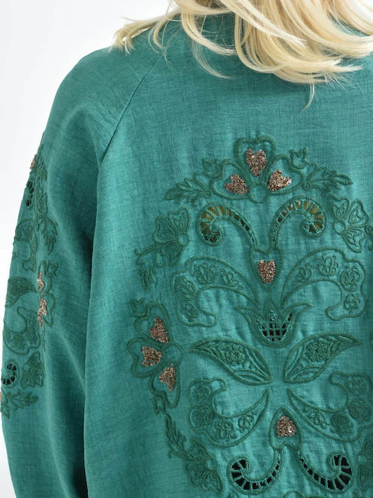 Femei Green Set cu Pantaloni cu elastic cu Croială Dreaptă