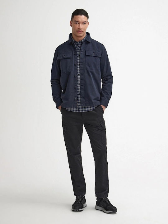 Long Sleeve Cotton Overshirt Dark Blue