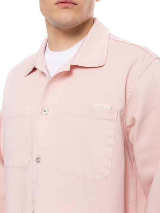 Long Sleeve Denim Overshirt Pale Pink