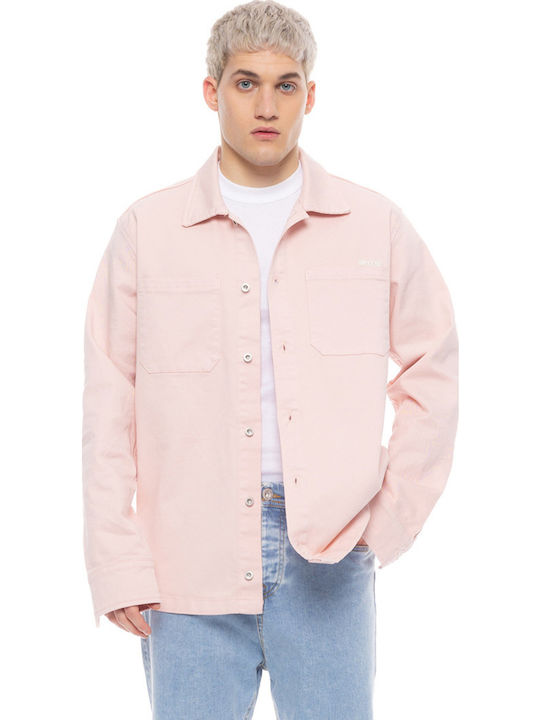 Long Sleeve Denim Overshirt Pale Pink