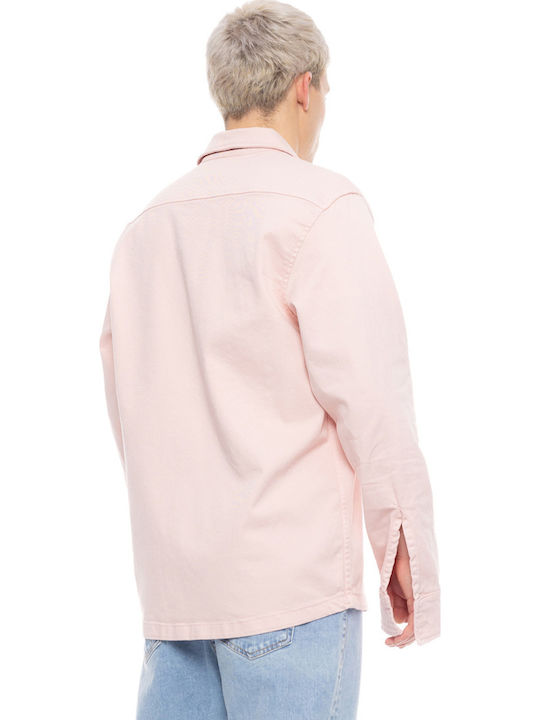Long Sleeve Denim Overshirt Pale Pink