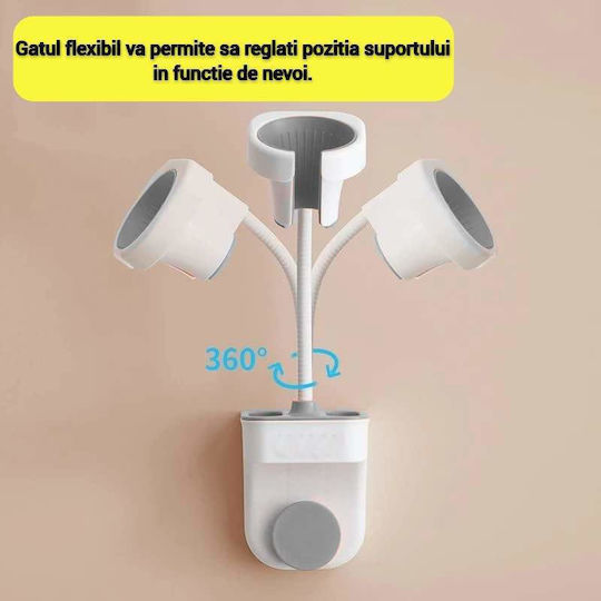 Siks Support Hair Dryer Extra Storage Space Wall Mount No Drilling Self-adhesive Strong Resistance Adjustable White Gray