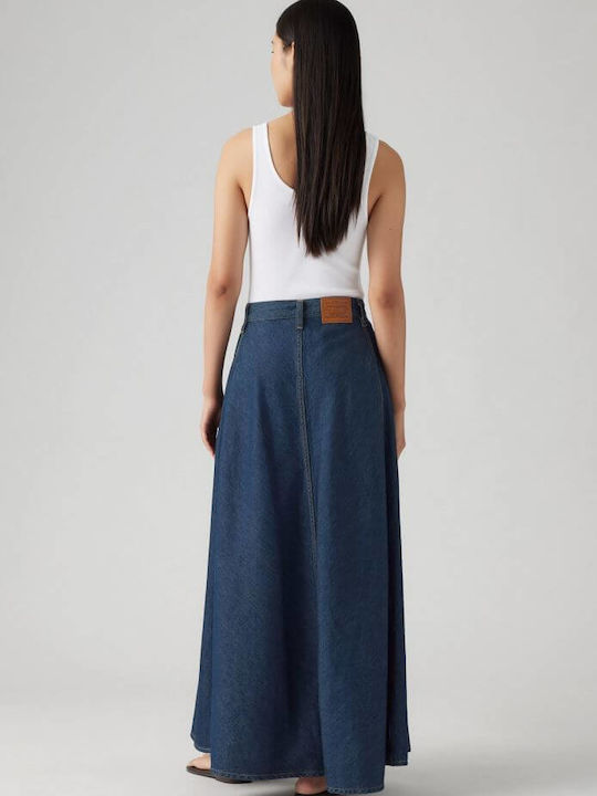 Denim Maxi Fustă Dark Blue