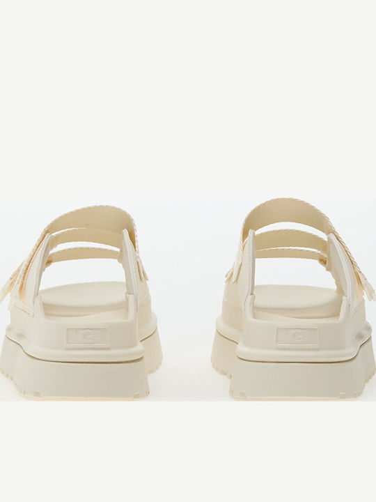 Goldenglow Slide Women's Flat Sandals in Beige Color