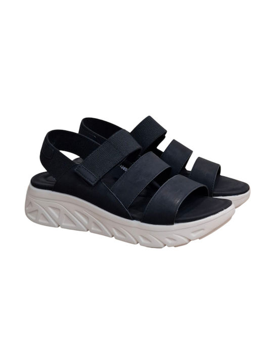 Leather Women's Flat Sandals Anatomic in Black Color