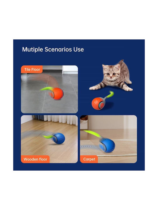 Smart Self Rolling Ball Interactive Cat Toy Rechargeable USB Cat Ball Two-Speed Setting Orange