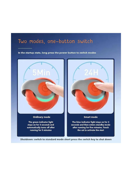Smart Self Rolling Ball Interactive Cat Toy Rechargeable USB Cat Ball Two-Speed Setting Orange