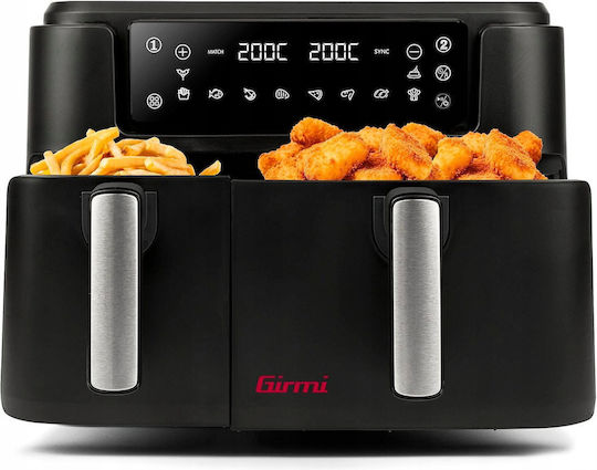 Girmi Air Fryer with Double Detachable Bucket 9lt Black FG26